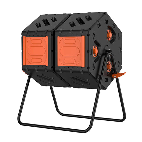 170l Outdoor Tumbling Compost Bin With Dual Chamber Composting Tumbler