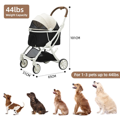 Supplier White Luxury Folding Air Buggy Dog Pram Pet Strollers For Outdoor Dog