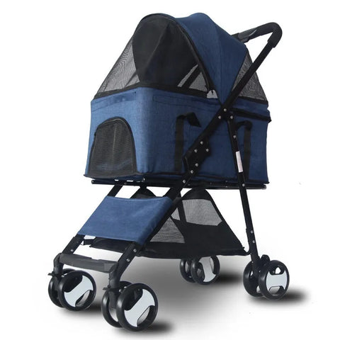 Cheap Dog Stroller Made In Foldable Four Wheels Pet Pram Carriage For Small Dogs