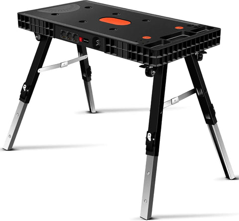 Folding Workbench With Clamps & Storage Shelf - Heavy Duty Portable Tool Table