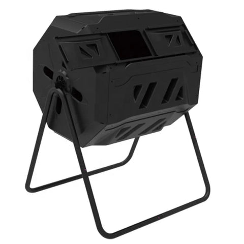 160l Large Outdoor Black Garden Tumbler Composter Dual Chamber Rotating Tumbling