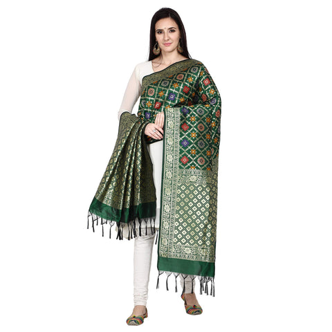 Kapaaha Green Banarasi Silk Dupatta