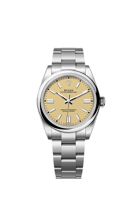 Unworn 2025, Oyster Perpetual, Oystersteel 41mm, Beige dial, Domed Oyster, Ref# 134300-0007, box and papers