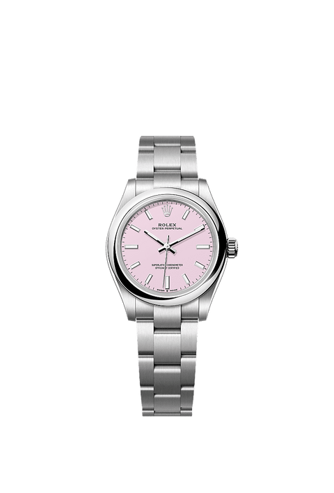 Unworn 2025, Oyster Perpetual, Oystersteel, 31mm, Candy pink dial, Domed Oyster, Ref# 277200-0009, box and papers