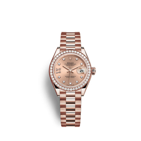 Lady-Datejust 28, 18kt Everose Gold and diamonds, Ref# 279135RBR-0029