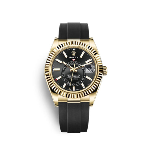Sky-Dweller 42mm, 18k Yellow Gold, Oysterflex, Ref# 326238-0009
