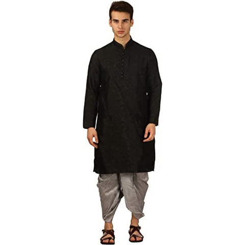 Royal Kurta Black Silk Kurta Set