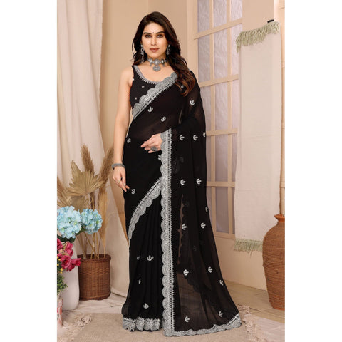 Saree Buta Black Chiffon Saree