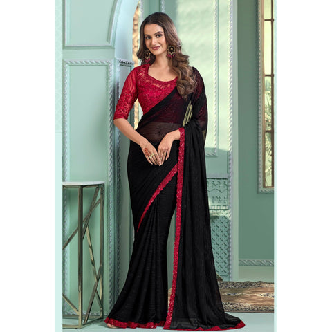 Saree Buta Black Chiffon Saree