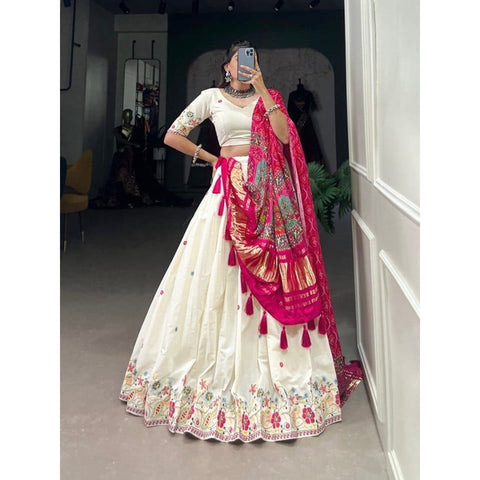 Sjr Creation Orange & Red Silk Lehenga Choli