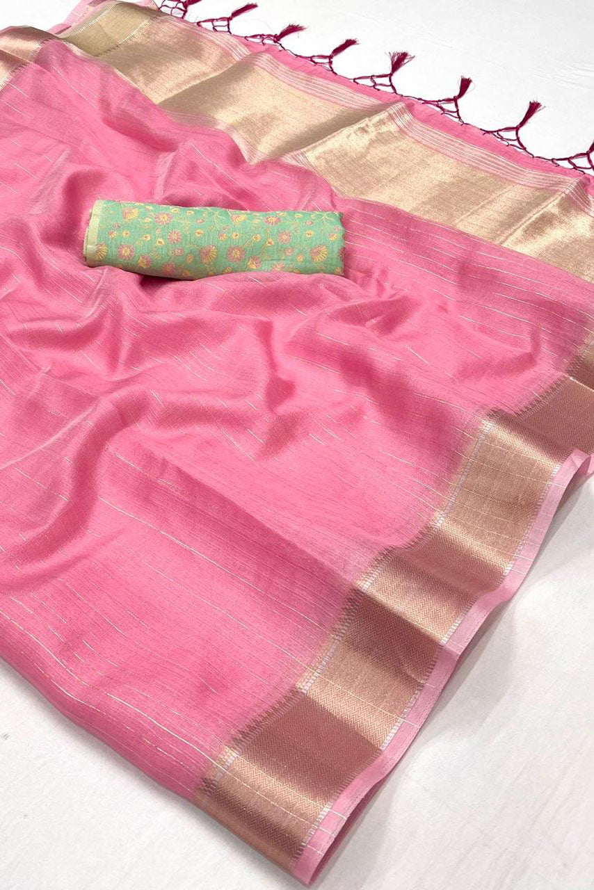 Saree Buta Pink Chiffon Woven Saree - view 3