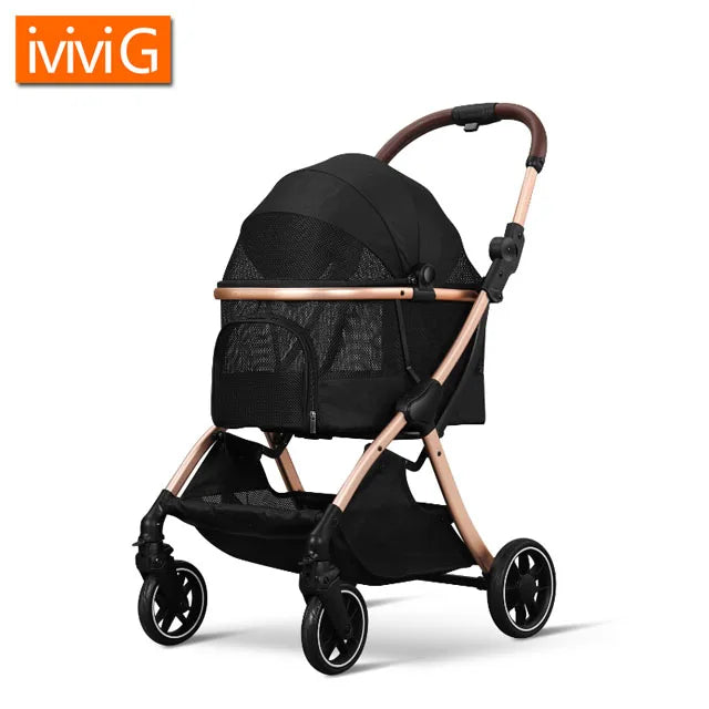 2-in-1 Folding Dog and Cat Stroller