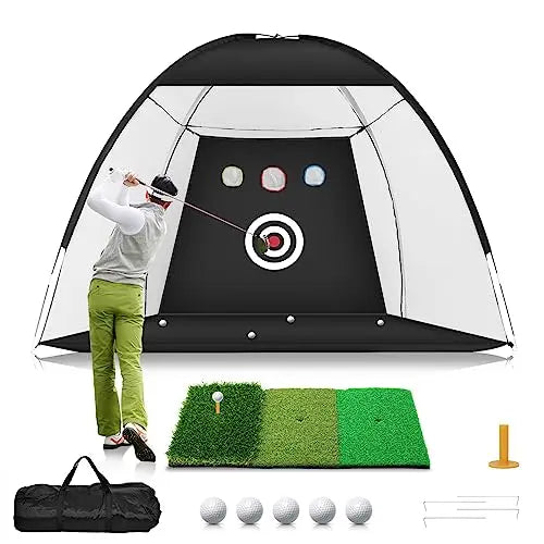 Portable 2m Golf Practice Net With Hole And Carry Bag For Target Practice And