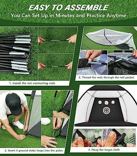 Portable 2m Golf Practice Net With Hole And Carry Bag For Target Practice And