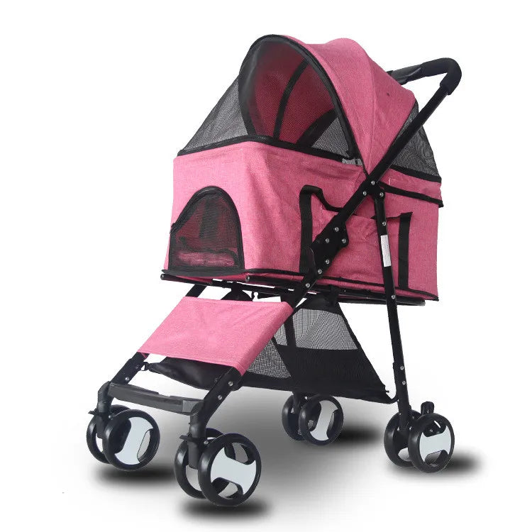 Cheap Dog Stroller Made In Foldable Four Wheels Pet Pram Carriage For Small Dogs