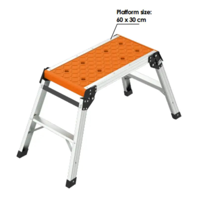 Wire King Folding Aluminum Wide Platform Portable Work Bench Ladder Workbench