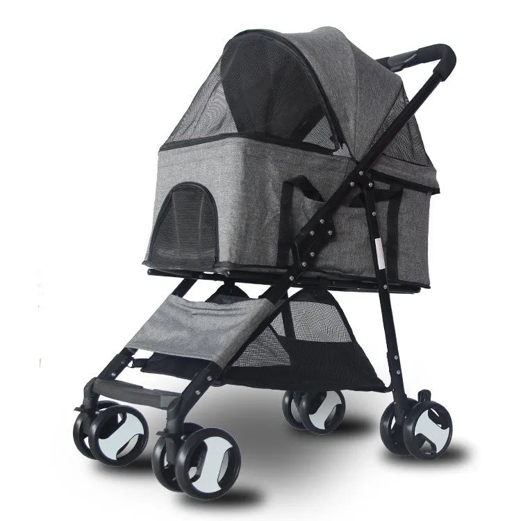Cheap Dog Stroller Made In Foldable Four Wheels Pet Pram Carriage For Small Dogs