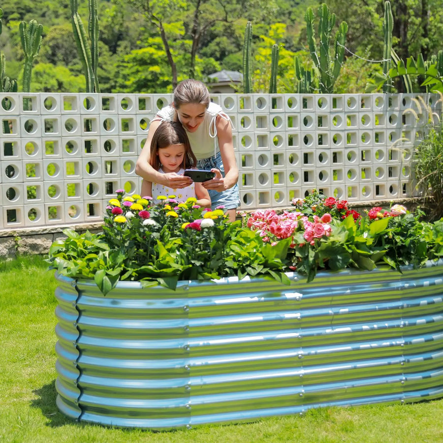 Direct Supply 17-inch Metal Raised Garden Bed Galvanized Planting Bed Vegetable