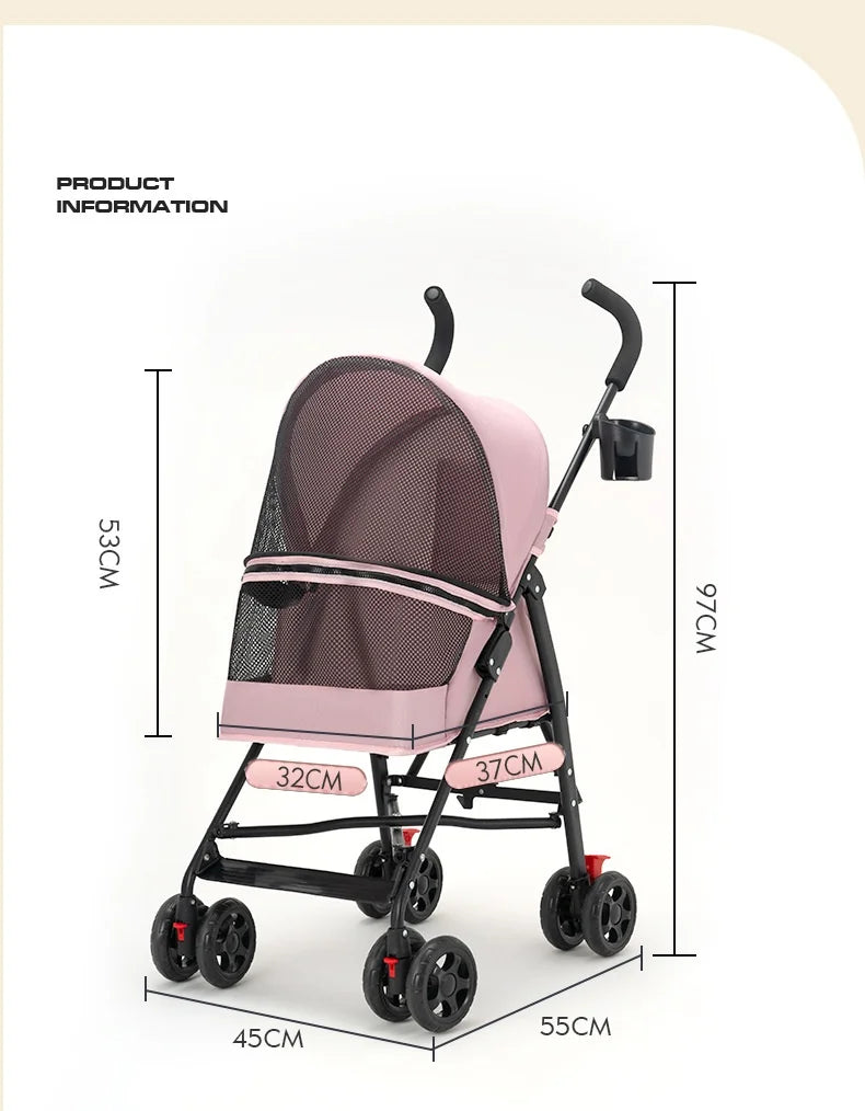 Supplier White Luxury Folding Air Buggy Dog Pram Pet Strollers For Outdoor Dog