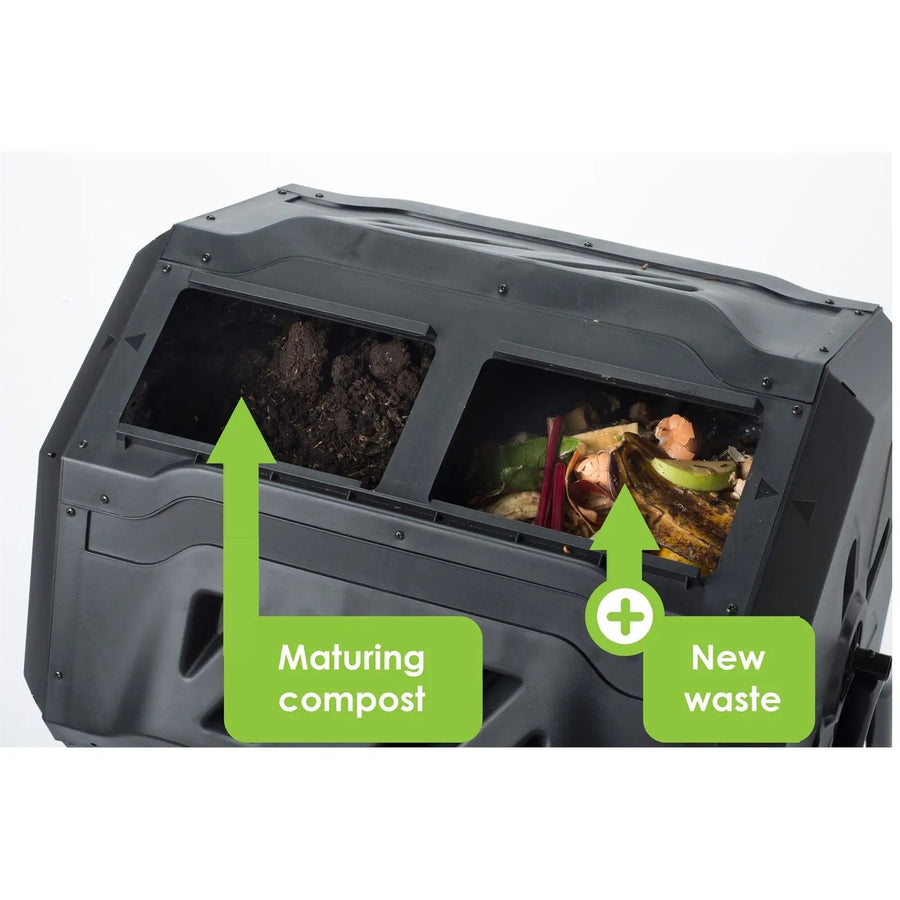 160l Large Outdoor Black Garden Tumbler Composter Dual Chamber Rotating Tumbling