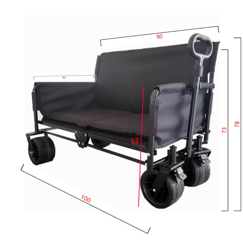 Jxft Multifunctional Four-wheel Metal Outdoor Folding Wagon Reclining Sofa Cart