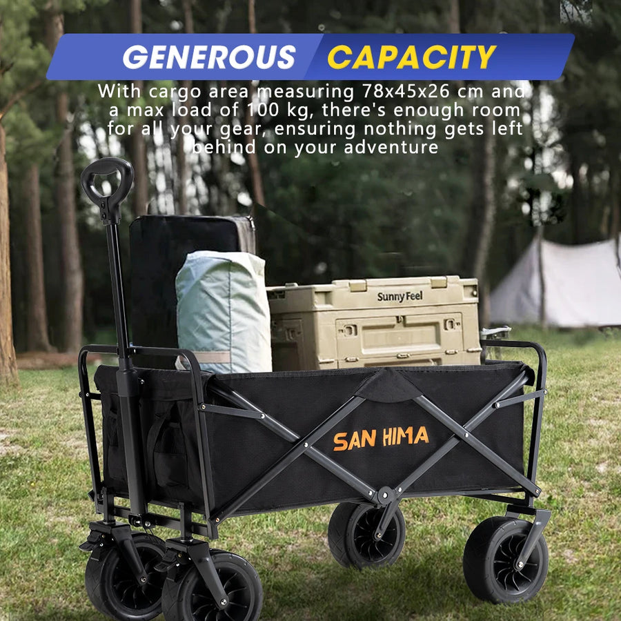 Collapsible Wagon Folding Wagon Cart With Wheels 154lbs Heavy Duty Wagon Outdoor