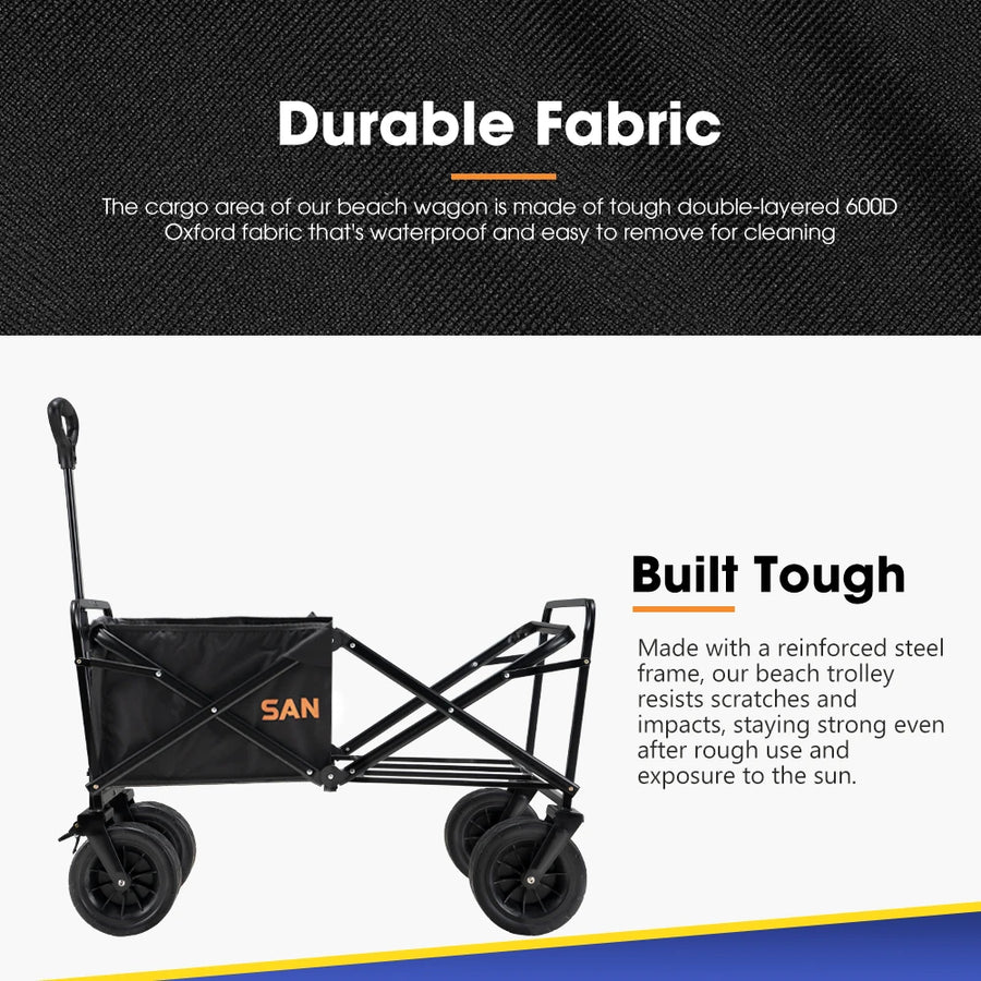 Collapsible Wagon Folding Wagon Cart With Wheels 154lbs Heavy Duty Wagon Outdoor