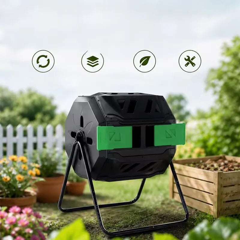 Other Garden Tools Dual Chamber Rotating Compost Turner Garden Rotary Compost Bin