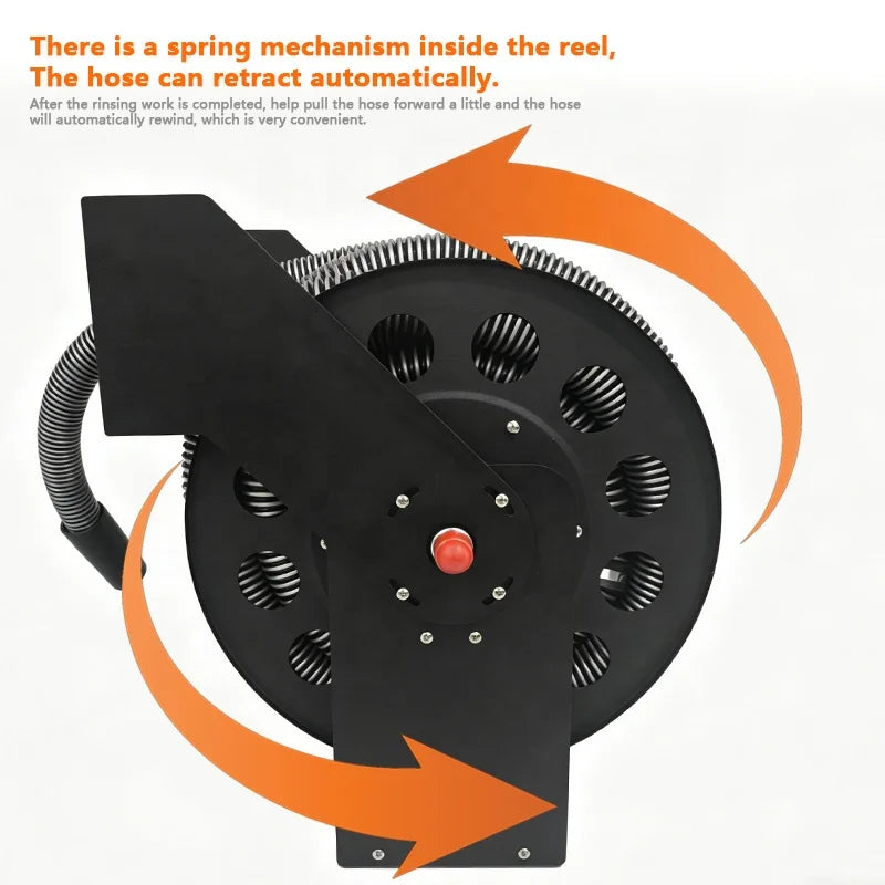 20m Wall-mounted Retractable Garden Hose Reel With Flexible 1/2 Inch Pvc Hose For