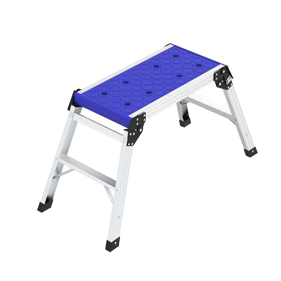 Wire King Folding Aluminum Wide Platform Portable Work Bench Ladder Workbench