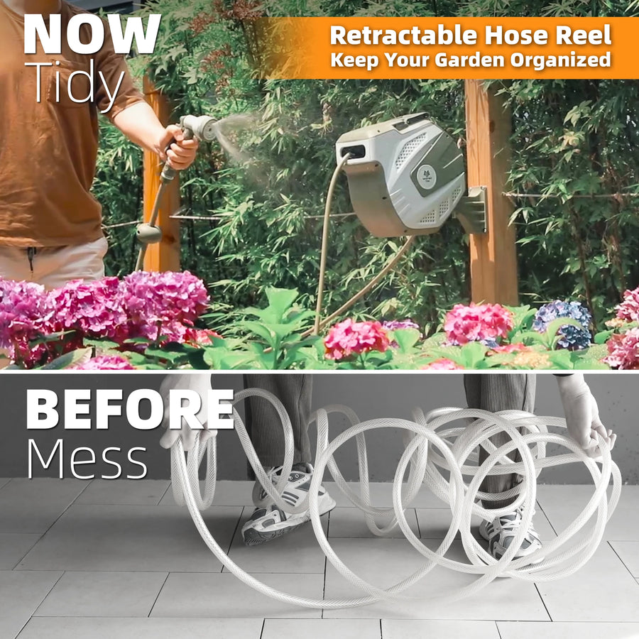 Hot Selling 25m Water Hose Reel Automatic Retractable Hose Reel Set Watering