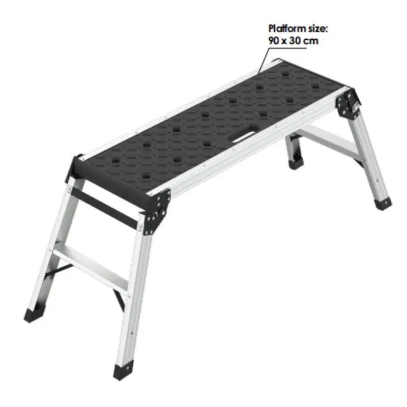 Wire King Folding Aluminum Wide Platform Portable Work Bench Ladder Workbench