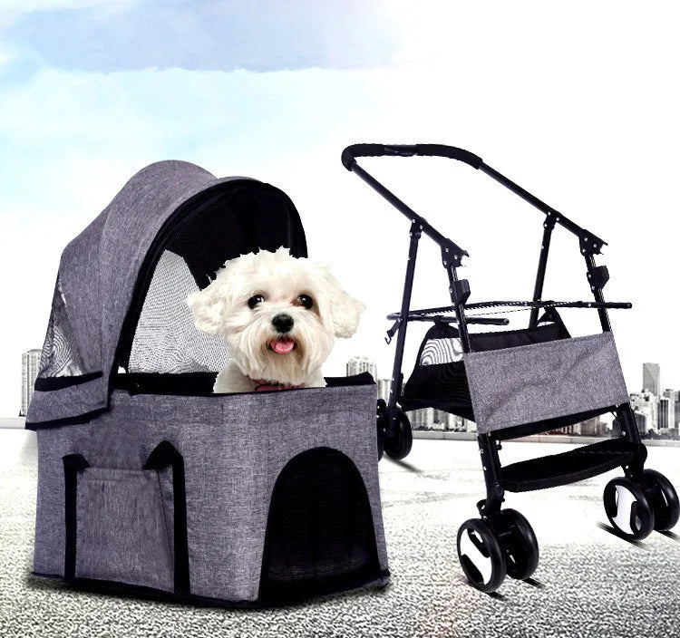 Cheap Dog Stroller Made In Foldable Four Wheels Pet Pram Carriage For Small Dogs