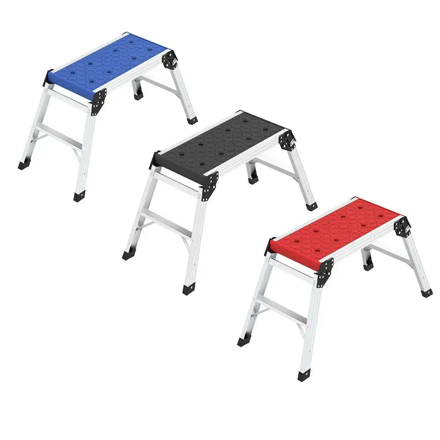 Wire King Folding Aluminum Wide Platform Portable Work Bench Ladder Workbench