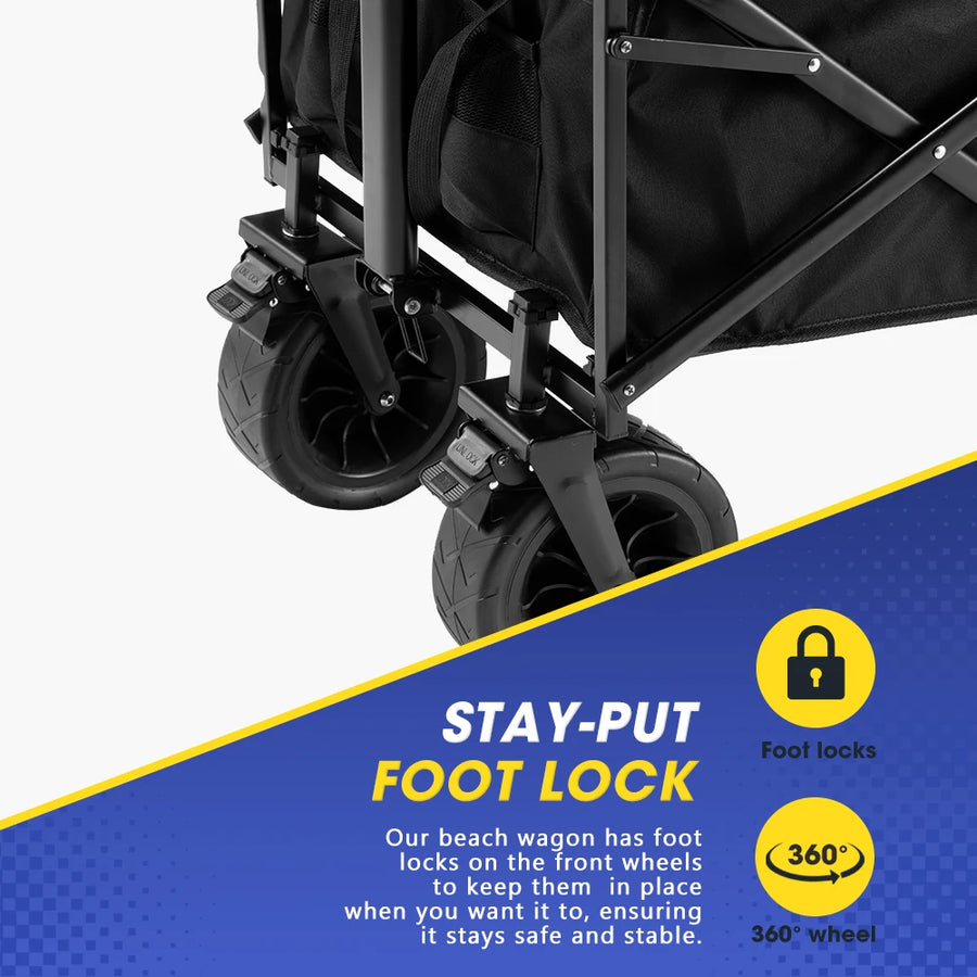 Collapsible Wagon Folding Wagon Cart With Wheels 154lbs Heavy Duty Wagon Outdoor