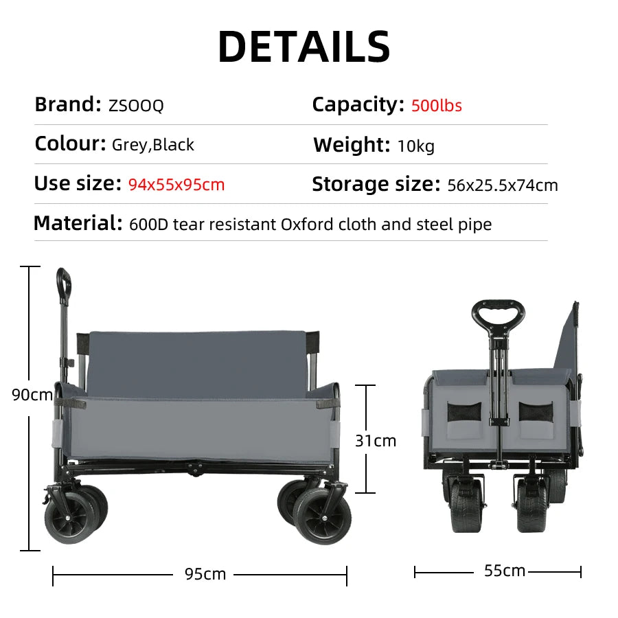 Kinggear Outdoor Beach Garden Heavy Duty Utility Wagon Cart 230l Large Capacity