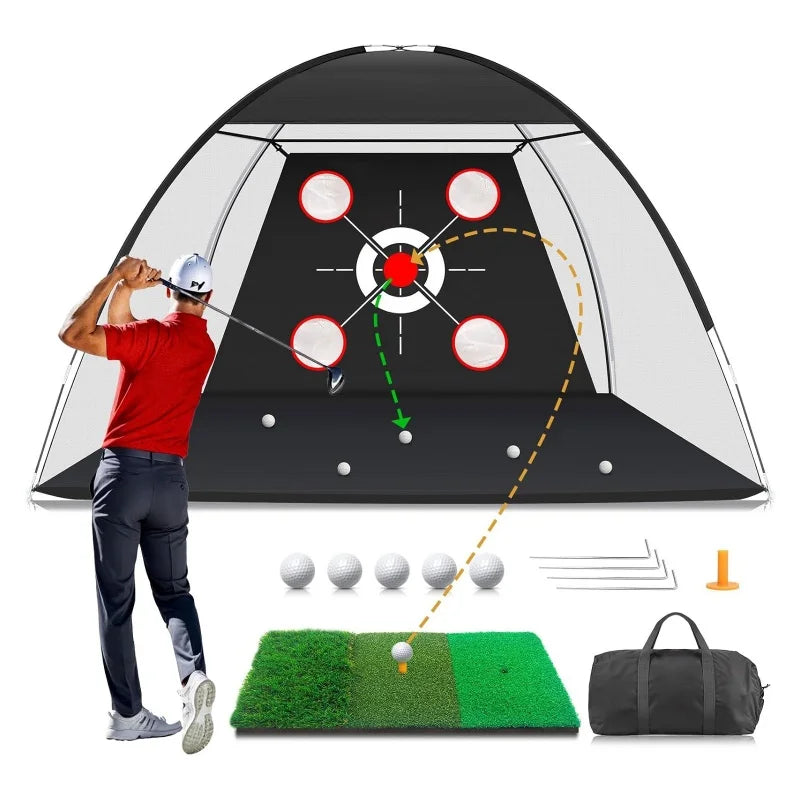 Practice Mat Golf Hitting Aid Nets Backyard Driving Chipping Training Swing Gifts