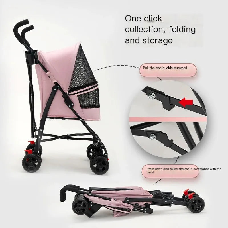 Supplier White Luxury Folding Air Buggy Dog Pram Pet Strollers For Outdoor Dog