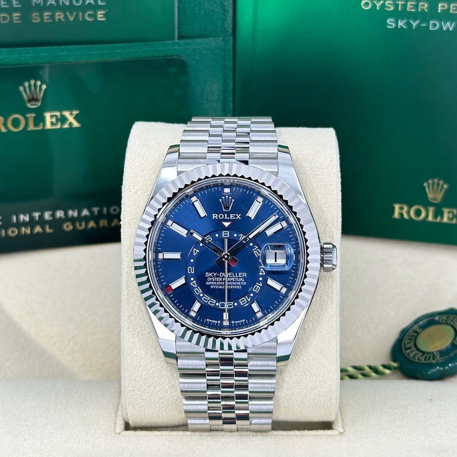 Sky-Dweller, 42mm, Oystersteel and 18k White Gold, Blue, Jubilee, Ref# 336934-0006