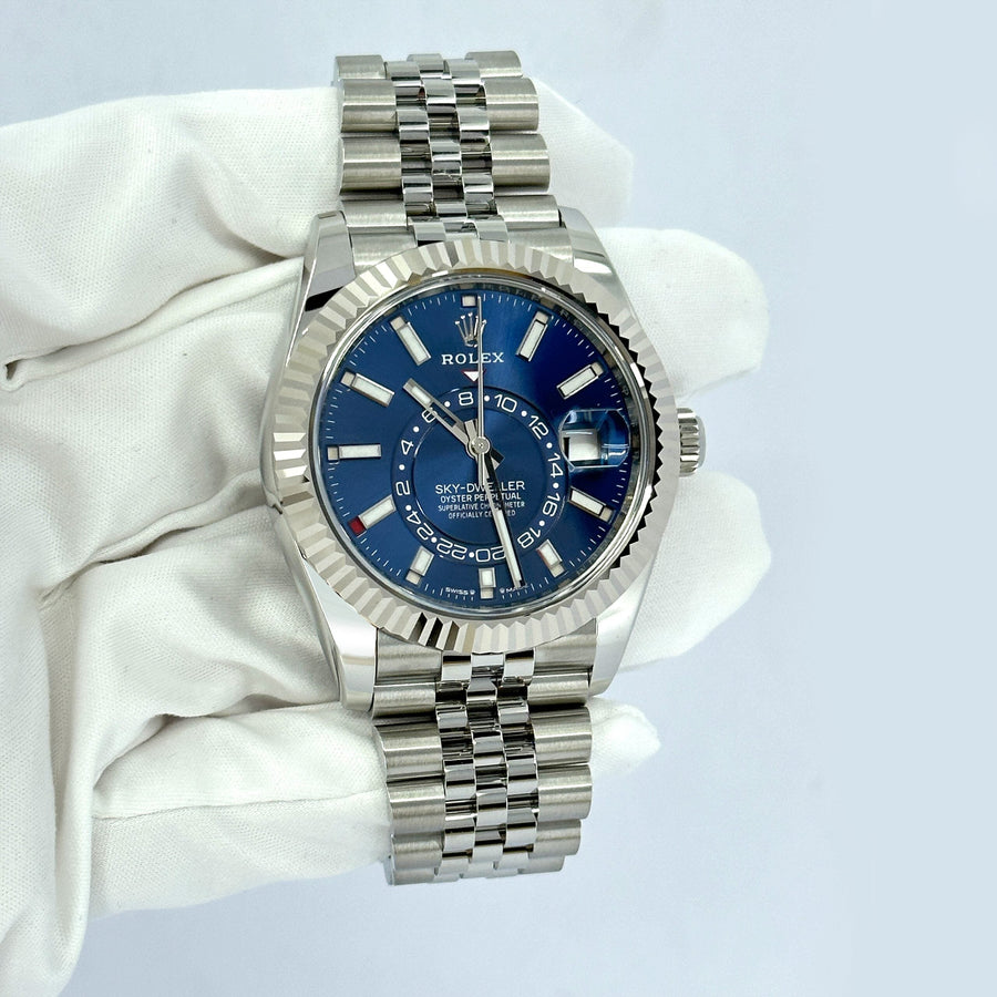 Sky-Dweller, 42mm, Oystersteel and 18k White Gold, Blue, Jubilee, Ref# 336934-0006