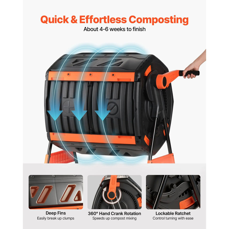 85l Outdoor Tumbling Compost Bin Single Chamber Composting Tumbler
