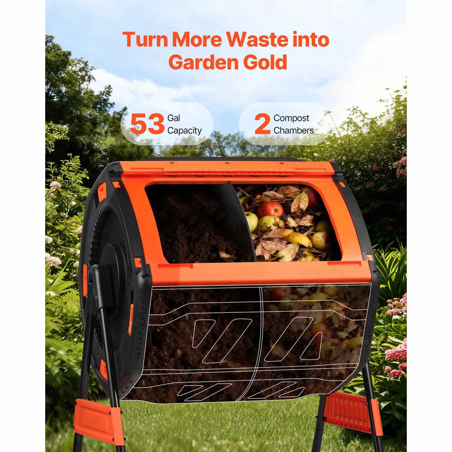 85l Outdoor Tumbling Compost Bin Single Chamber Composting Tumbler