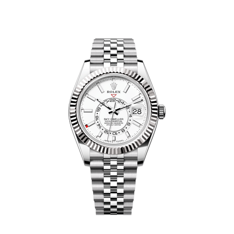 Sky-Dweller, 42mm, Oystersteel and 18k White Gold, White, Jubilee, Ref# 336934-0004