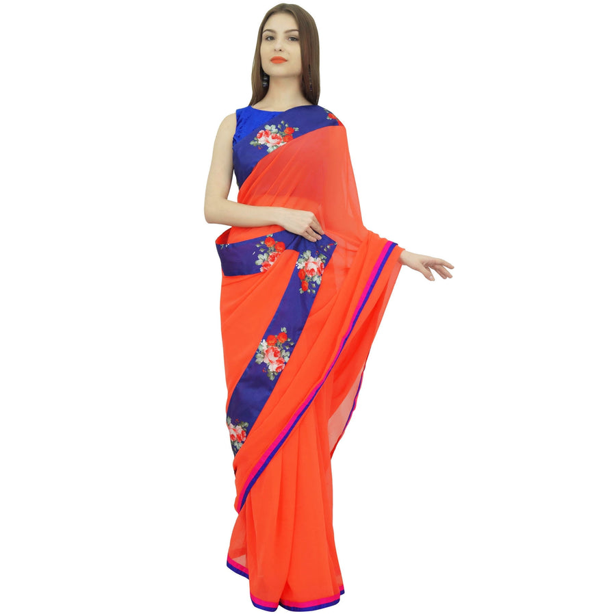 Atasi Orange Georgette Saree