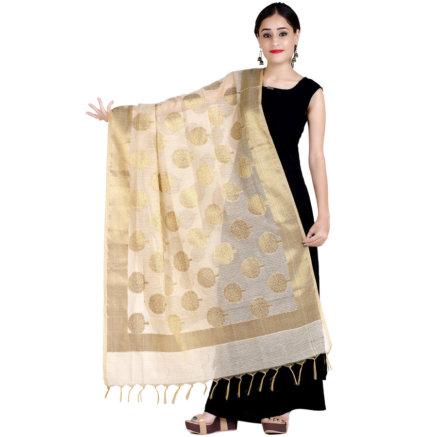 Chandrakala Beige Banarasi Silk Dupatta