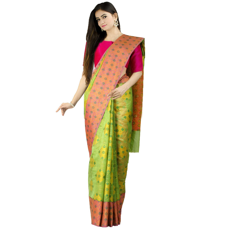 Chandrakala Pink Banarasi Silk Saree