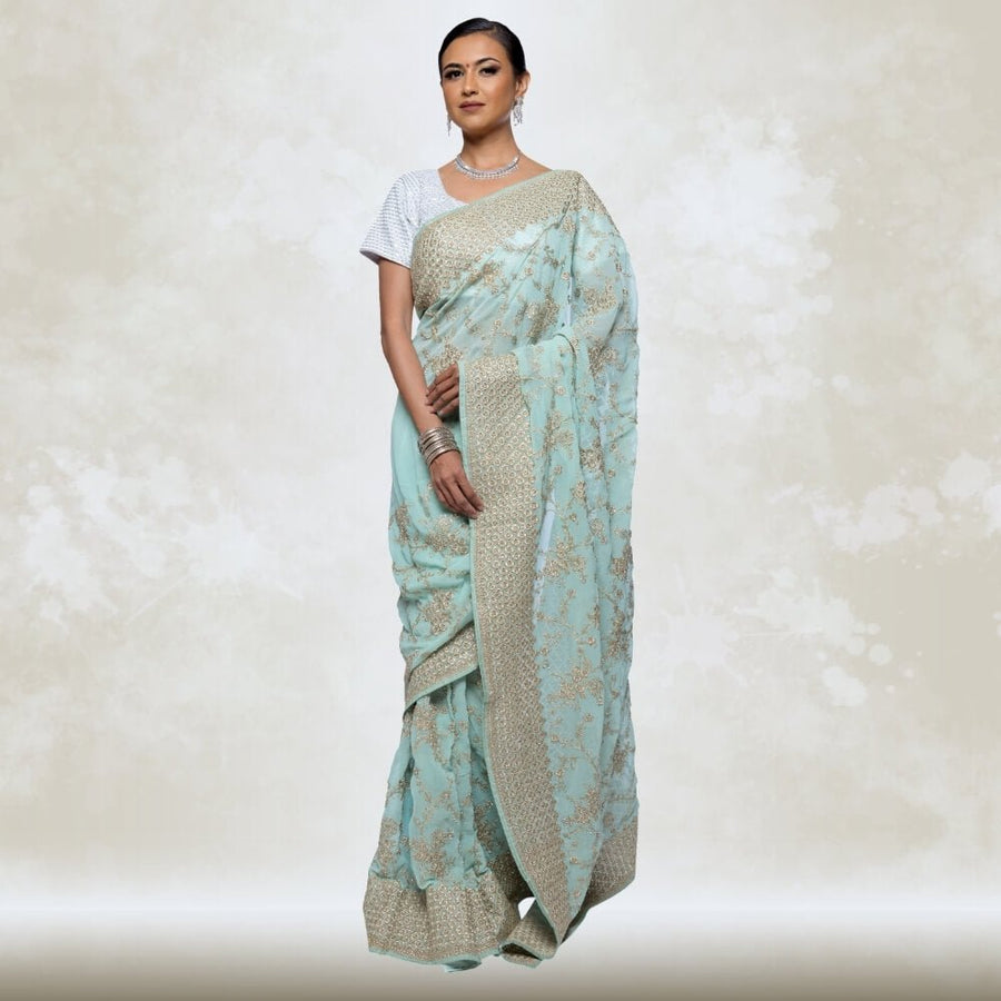 Chiro S By Jigyasa Gold Georgette Saree
