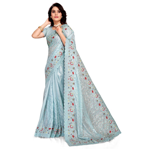 Craftstribe Blue Georgette Saree