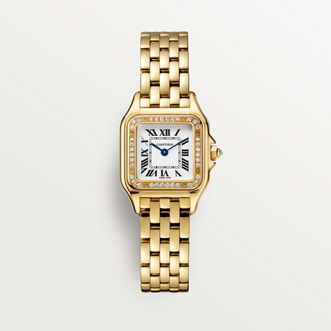 Unworn Panthère Small, 18k Yellow Gold, Diamonds, 22mm x 30mm, Ref# WJPN0067, box and papers