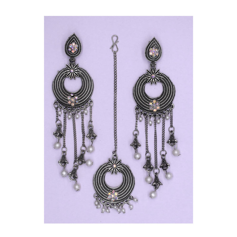 Jyesh Jewel Silver Jhumka Earrings